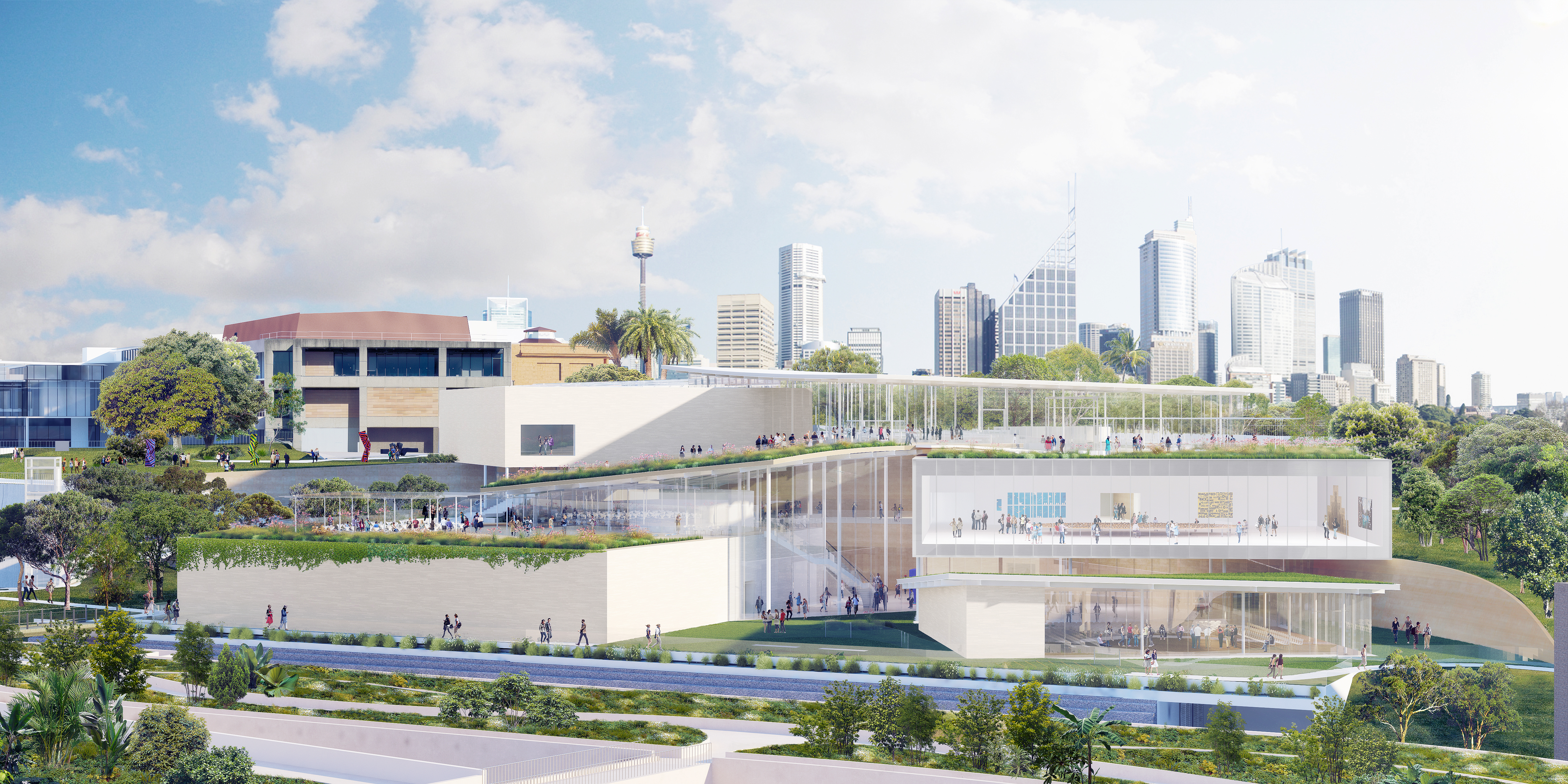 Artist's impression of Sydney Modern as viewed from Woolloomooloo