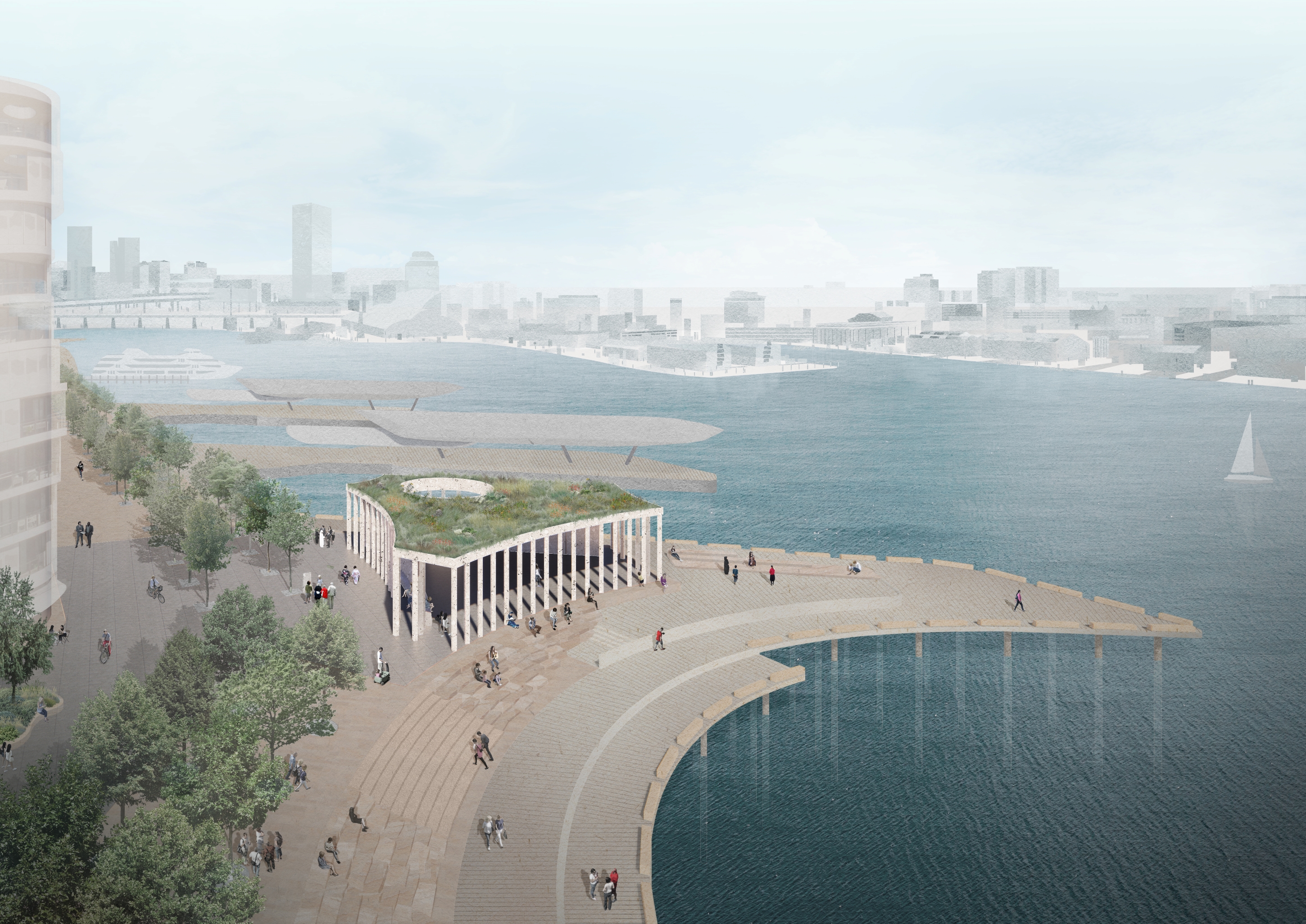 Aerial View of Pier Pavilion in Barangaroo